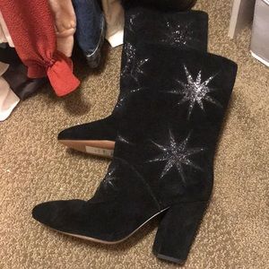 Bloomingdales black booties with star detail 8.5